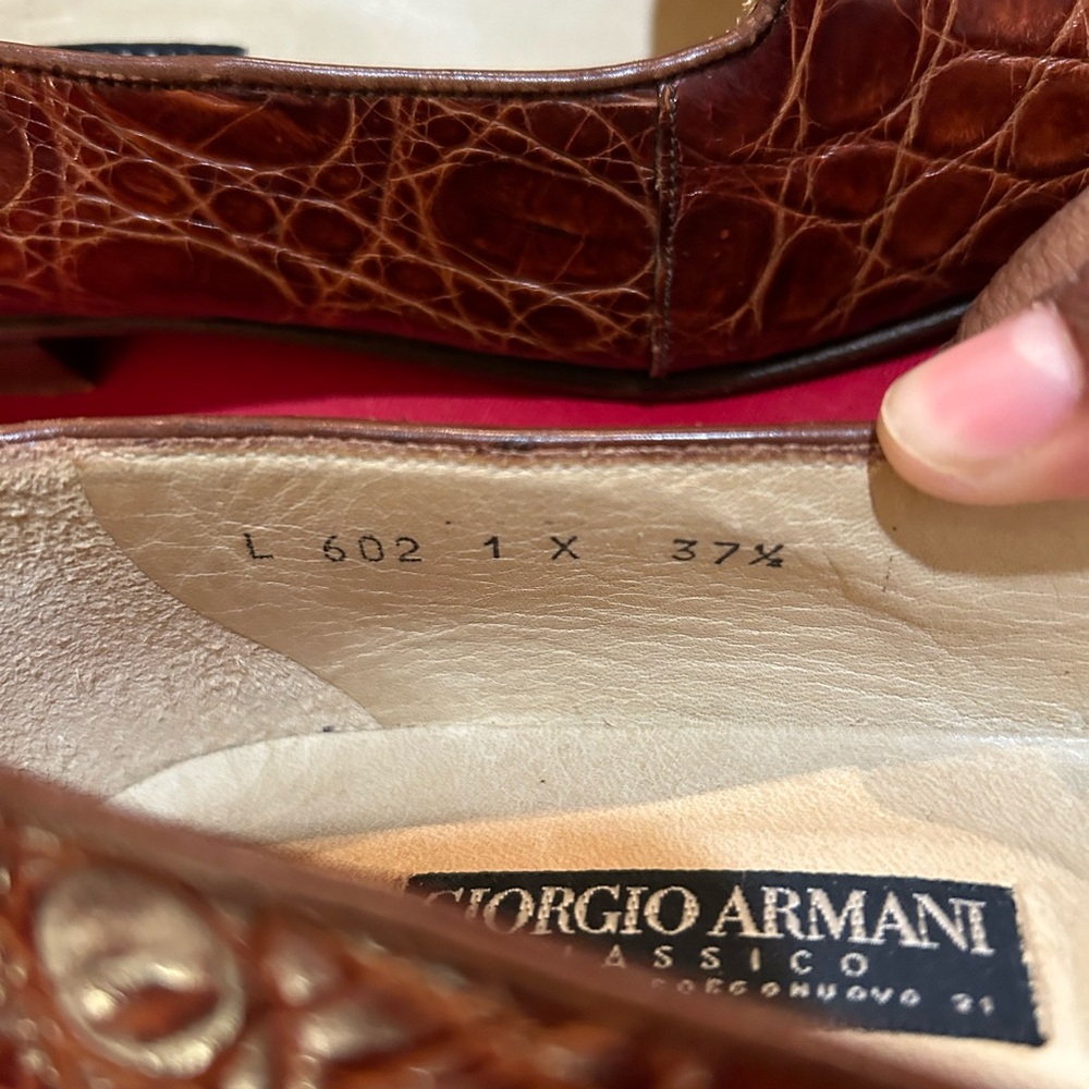 Vintage 1990s GIORGIO ARMANI Reptile Leather Slip On Loafers sz 37.5 - Picture 3 of 4